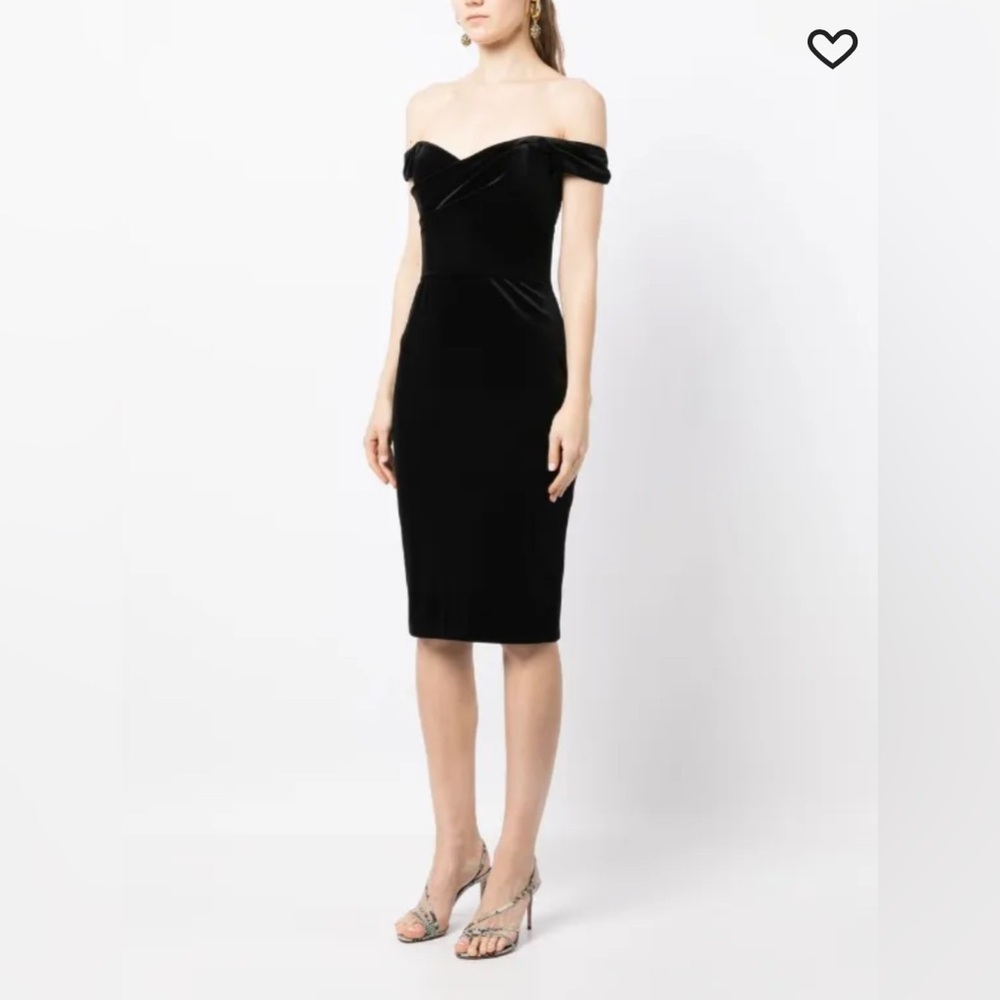 Marchesa Notte Velvet Pencil Dress - Picture 2 of 8